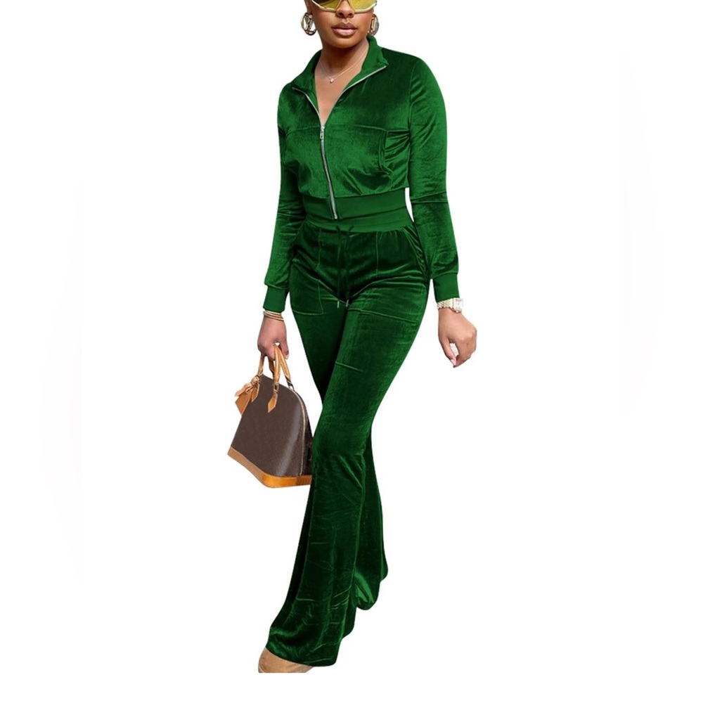 Green Velour Tracksuit